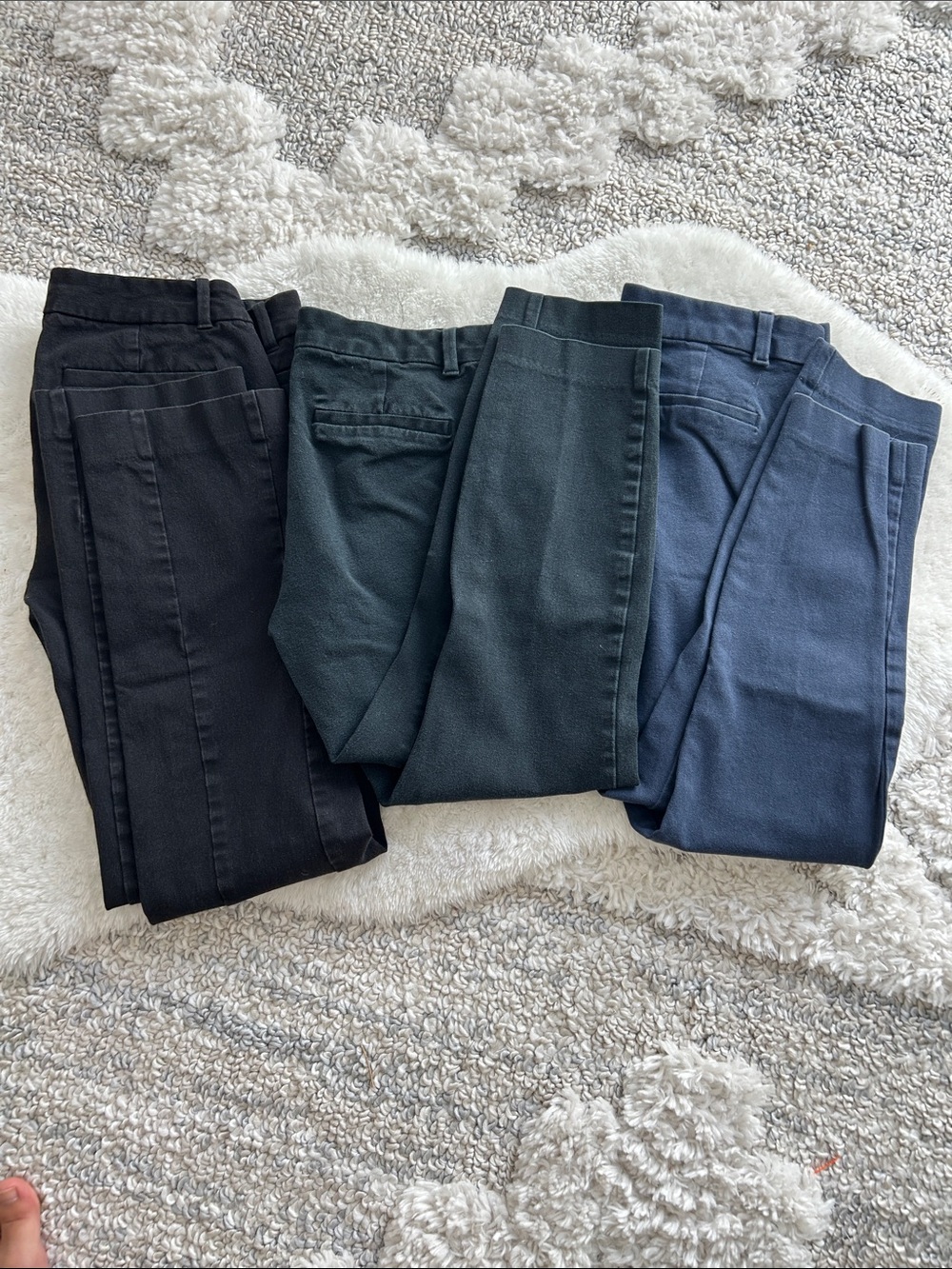 GAP and JCREW Women's Ankle Pants Trio in Black, and Navy, 4P